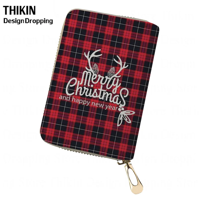 THIKIN Happy Merry Christmas женский кошелек с принтом для монет, банковских карт, PU чехол для паспорта, ID держатель для карт для женщин, дорожный кошелек - Цвет: as picture