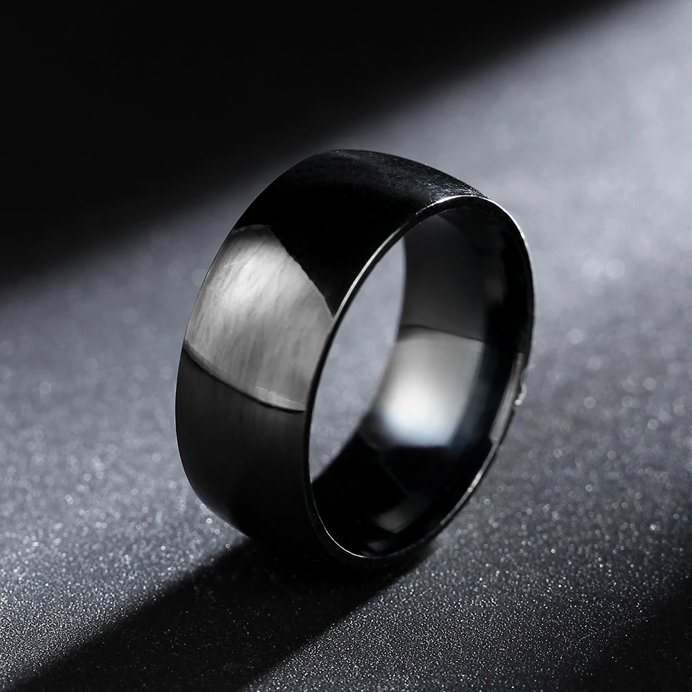 Black 8mm 2 мм черные титановые кольца для мужчин и женщин,, Прямая поставка - Цвет основного камня: Black 8mm