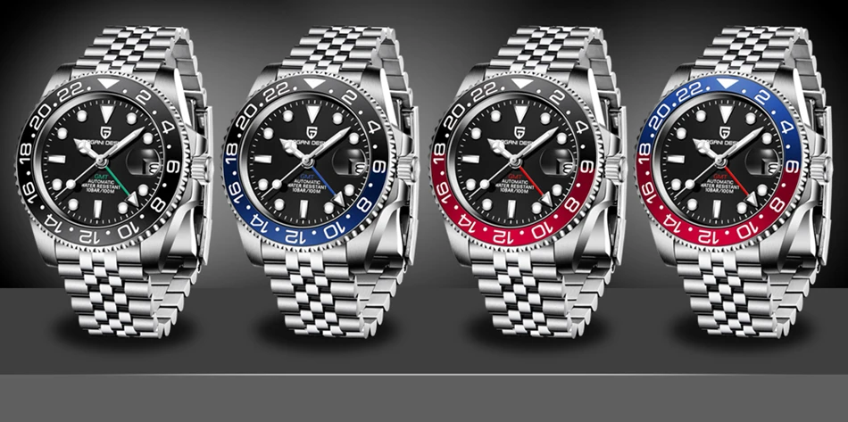 2021 New PAGANI DESIGN Men's GMT Watch Luxury Sapphire Ceramic Bezel Automatic Mechanical Watch Stainless Steel Waterproof Clock