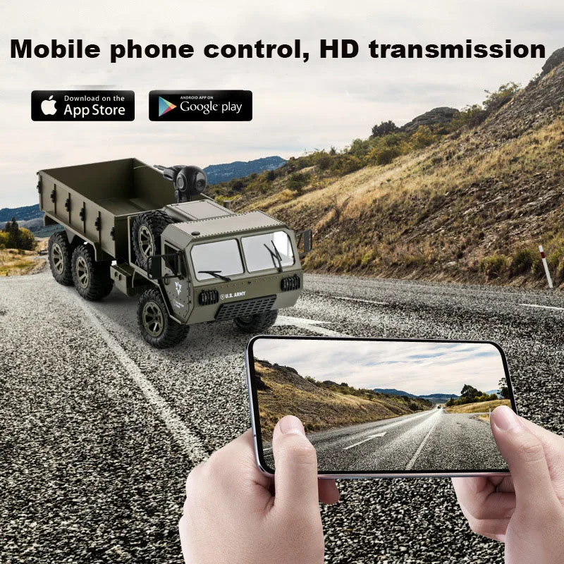 1:16 military truck 6-wheel six drive simulation military card full scale differential remote control toy car model