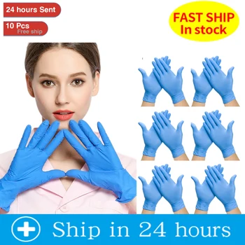 

20/100PCS Black Blue Disposable Gloves Latex Dishwashing/Kitchen/Work/Rubber/Garden Gloves Universal For Left And Right Hand