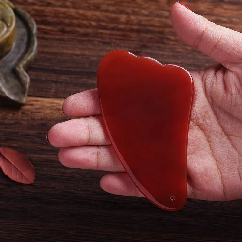 Gua Sha соскабливающий массажный инструмент изготовлен из натурального агата, массаж лица, массаж спины