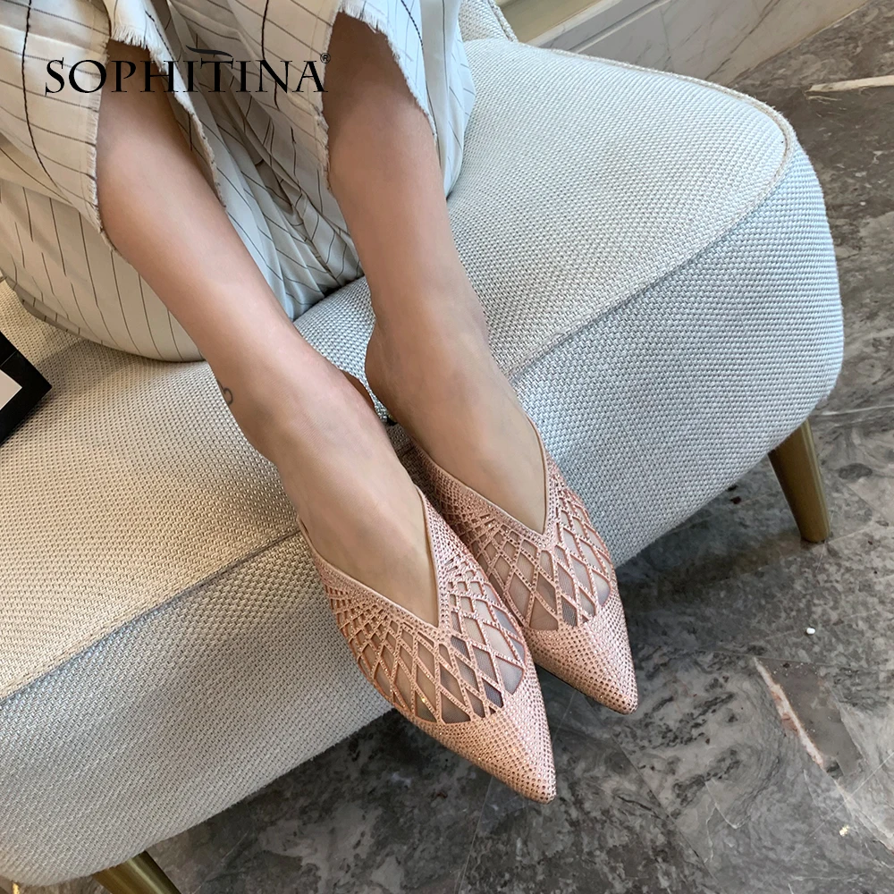 

SOPHITINA Elegant Women Pumps Hollow-Out Bling Design Pointed Toe High Quality Sexy Square Heel Shoes New Fashion Pumps SO422