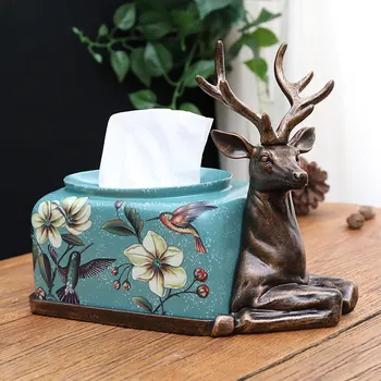 

Deer Tissue Box Resin Home Living Room Coffee Table Decorations Household Cute Elegant Decorative PAK55