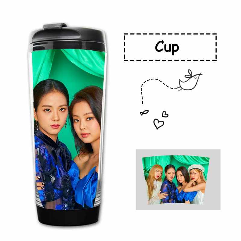 Kpop BLACKPINK Обложка для журналов кривые чашки Дженни JISOO Роза Лиза двухслойный Пластик чайная чашка BLACKPINK бутылки вентиляторы подарки