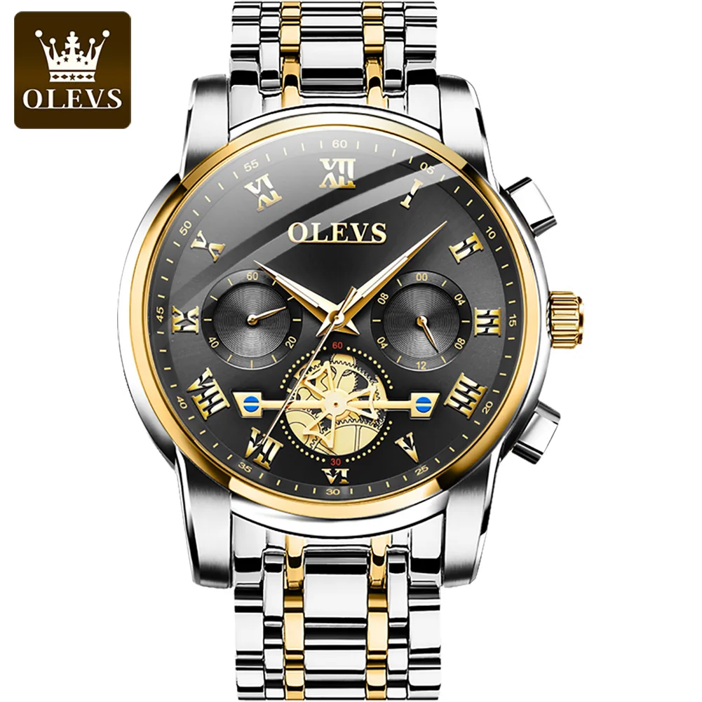 OLEVS 2022 Hot Chronograph Mens Watches Top Brand Luxury Sport Watch for Men Fashion Tourbillon Decorate Quartz Wristwatches 