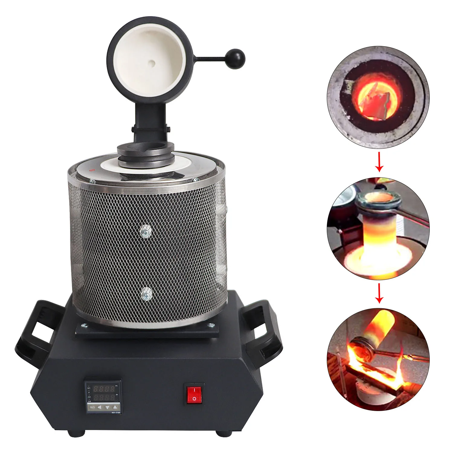 Electric Jewelry Melting Furnace 1kg/2kg/3kg, 1600W Aluminum, Copper, Gold, Lead, Silver