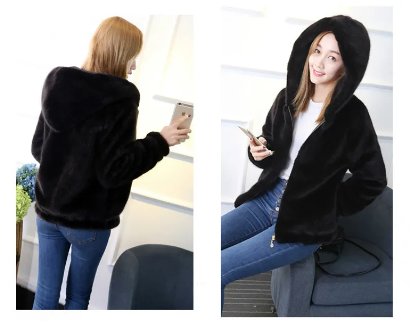 Koop Schapenvacht Jas 2019 vrouwen Winter Koreaanse Korte Vrouwelijke Warme Losse Pluche Hooded Dikke Jas Overjas Kunstmatige Bont