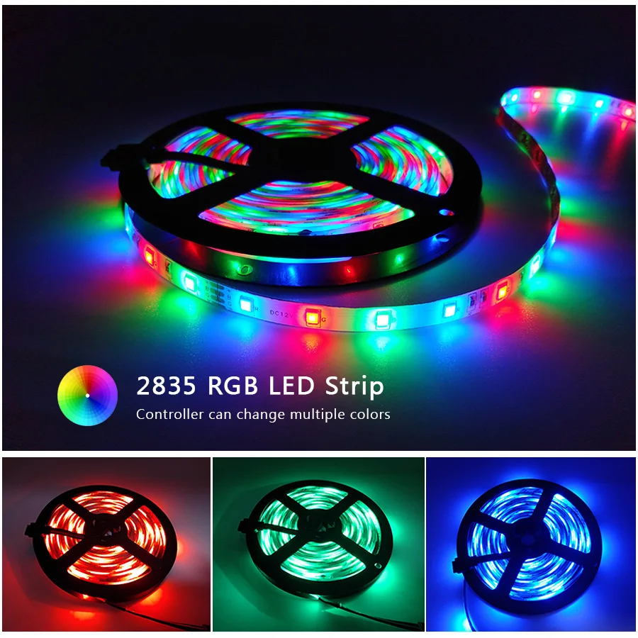 RGB 300 LED strip light 5m 60LEDs/m 5050 SMD 2835 White Warm White Red Blue LED  strip 12V Waterproof flexible Tape rope stripe