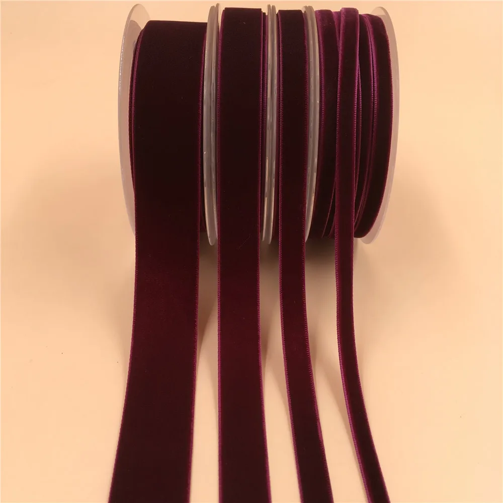 

6/9/16mm Single Face Burgundy Velvet Ribbon for Handmade Gift Bouquet Wrapping Supplies Home Party Decoration ChristmasTape