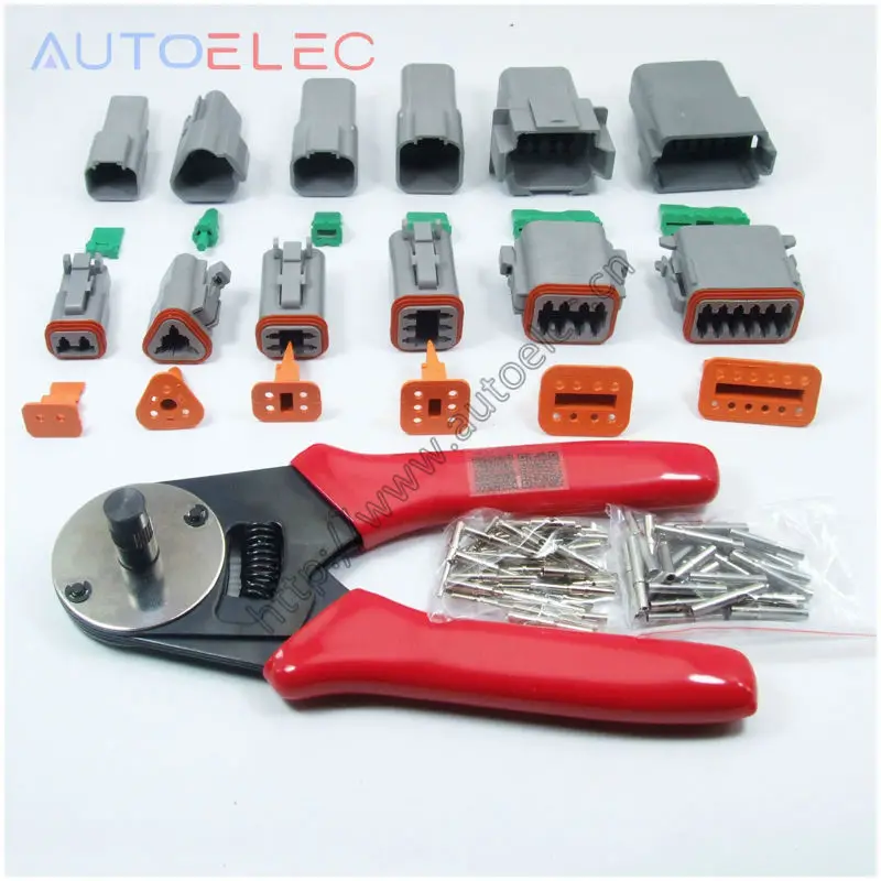 

1 sets 6 models Deutsch DT06/DT04 2/3/4/6/8/12Pin waterproof electrical solid Crimper terminals & solid Crimper Tool