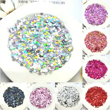 

Ultra-thin PET Sequins 3mm Heart Laser Glittering 3D Nail Sequin Paillette Eo-Friendly Loose Sequin for Nail Art Decorations 10g