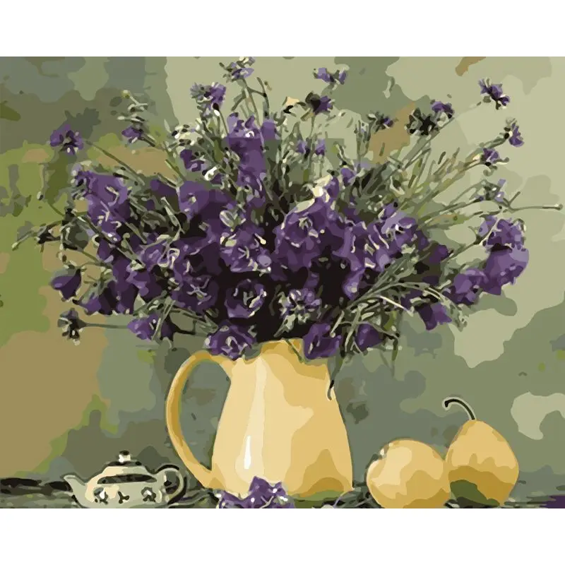 

Flowers Oil Picture By Numbers Vase Acrylic Paint For Adults DIY Kits On Canvas With Frame Drawing Coloring By Number Home Decor