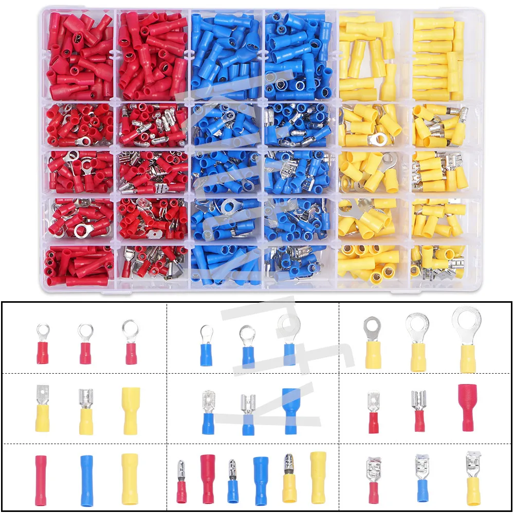 280pcs Crimp Connectors Set, Electrical Terminals Insulated Electrical  Set,Crimp Tool Insulated Cable Terminals Electrical Wire Connectors  Assortment Kit Ring Spade Crimp Terminals : : DIY & Tools