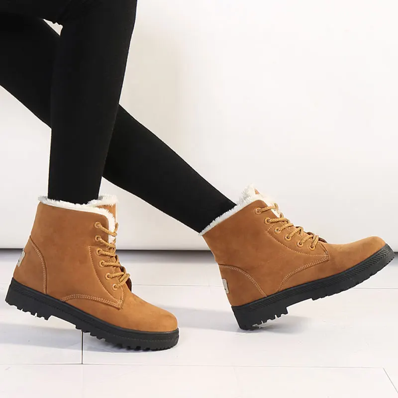 Goede Mode Vrouwen Snowboots 2019 Hakken Winter Laarzen Aankomst Enkellaars Vrouwen Schoenen Warm Bont Pluche Binnenzool Schoenen Vrouw Dames schoenen