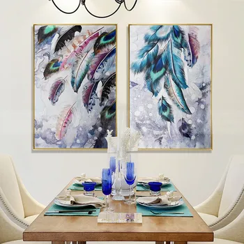 

2 pieces colorful leaves abstract canvas painting wall art pictures for living room home wall decor original texture decoration