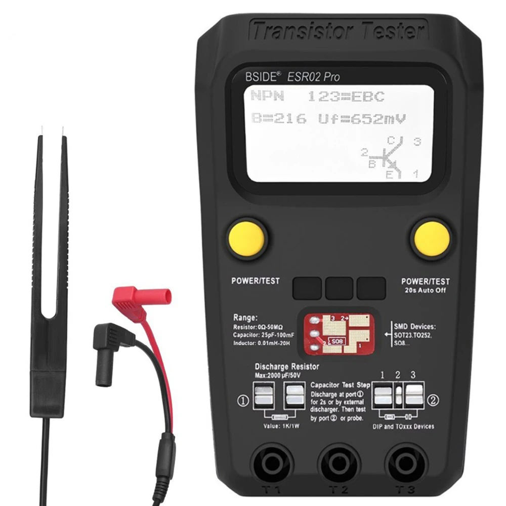ESR02PRO Цифровой транзистор SMD компоненты тест мультиметр Емкость Диод Триод индуктивность мультиметр ESR тест er