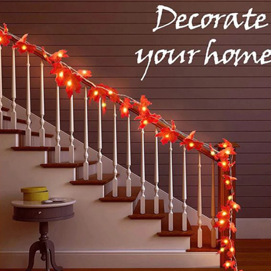 Fairy String Lights 20 LEDs Maple Leaves Light Battery Operated For Outdoor Home Christmas Party Decoration 3M LED | Освещение