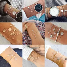 30 Стиль Бохо птица черепаха Карта Сердце лист Браслеты с элементами в виде стрел ракушка бусина пальмовый драгоценный камень цепочка браслет набор изысканные женские ювелирные изделия подарок