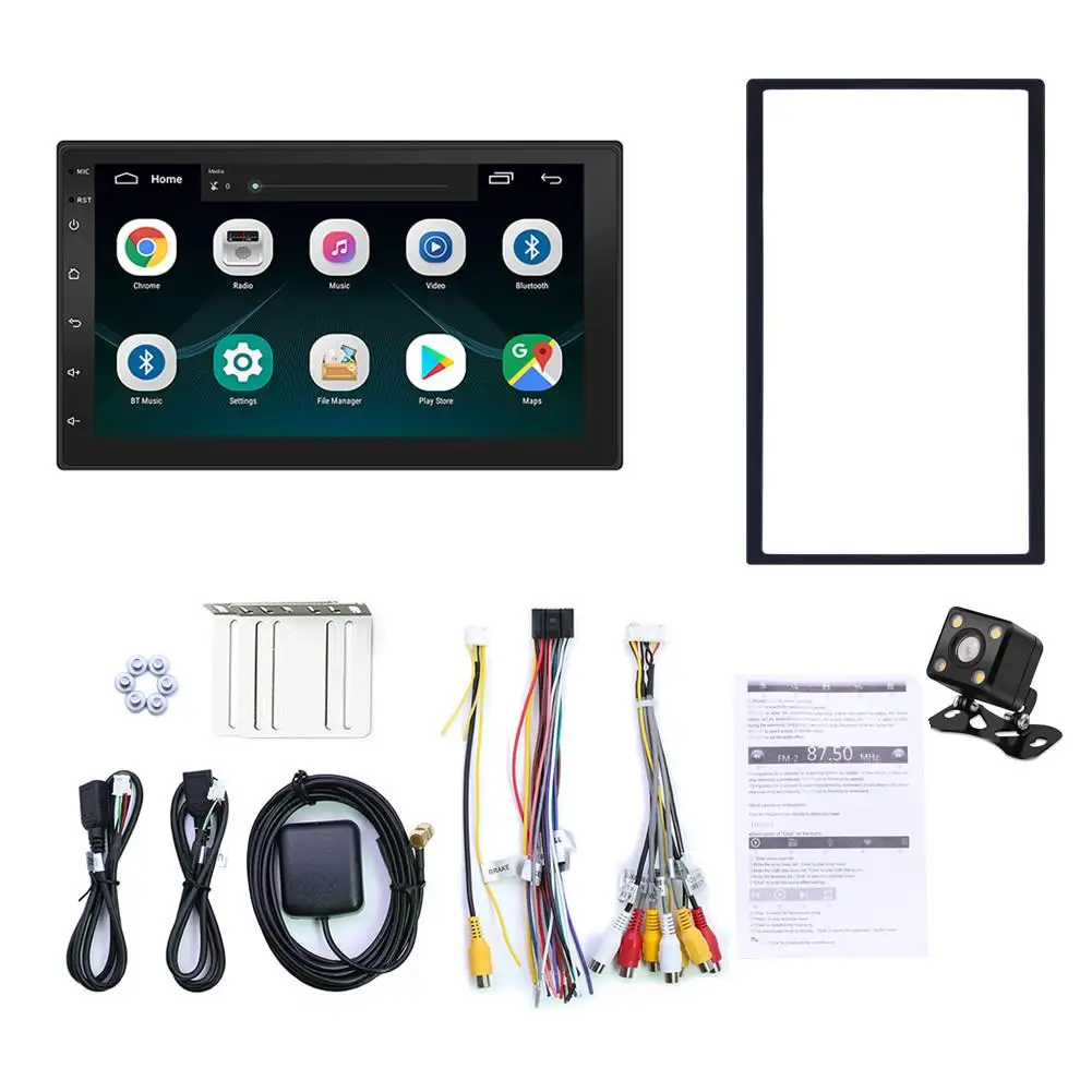 Цена Android 8,1 2 Din автомобильное радио Bluetooth Mp5 плеер Автомобильный мультимедийный плеер 2din Авторадио Поддержка камеры заднего вида