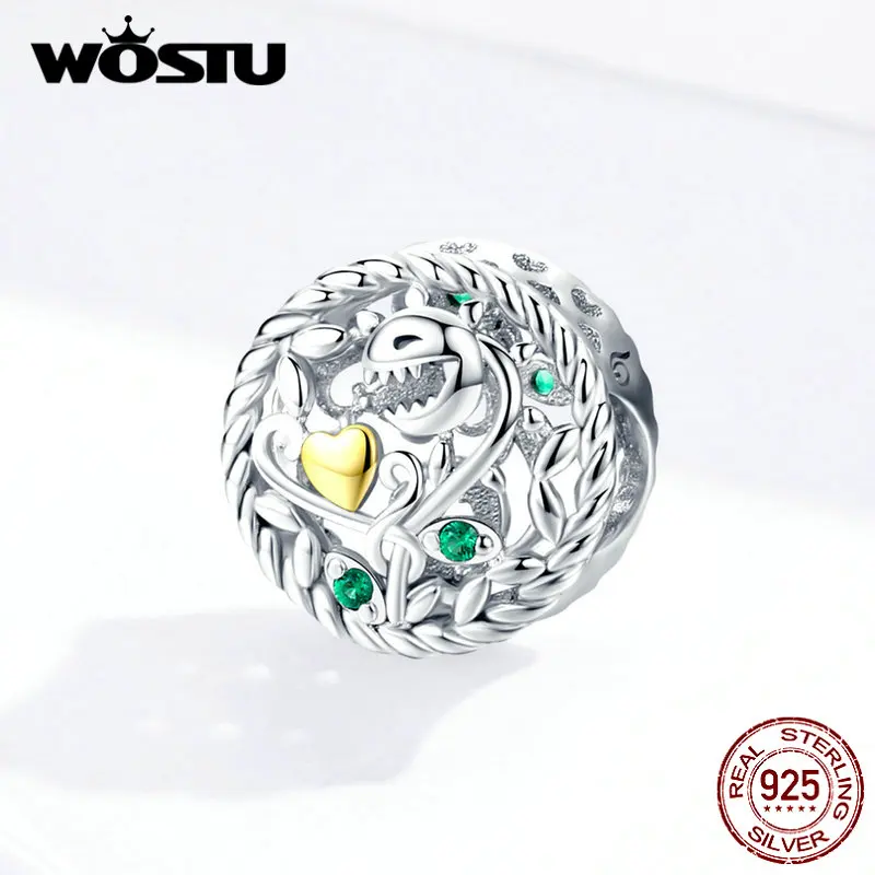 WOSTU, настоящее 925 пробы, серебряные каннибалы, Цветочные бусины, круглая подвеска, подходит для оригинального браслета, Подвески для изготовления ювелирных изделий FNC106