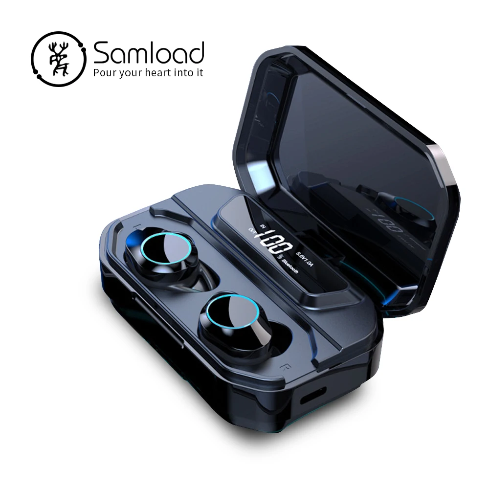 Samload, настоящие беспроводные стерео наушники, Bluetooth, наушники-вкладыши, hi-fi звук с 3000 мАч зарядным устройством, зарядное устройство для ios Android - Цвет: Black