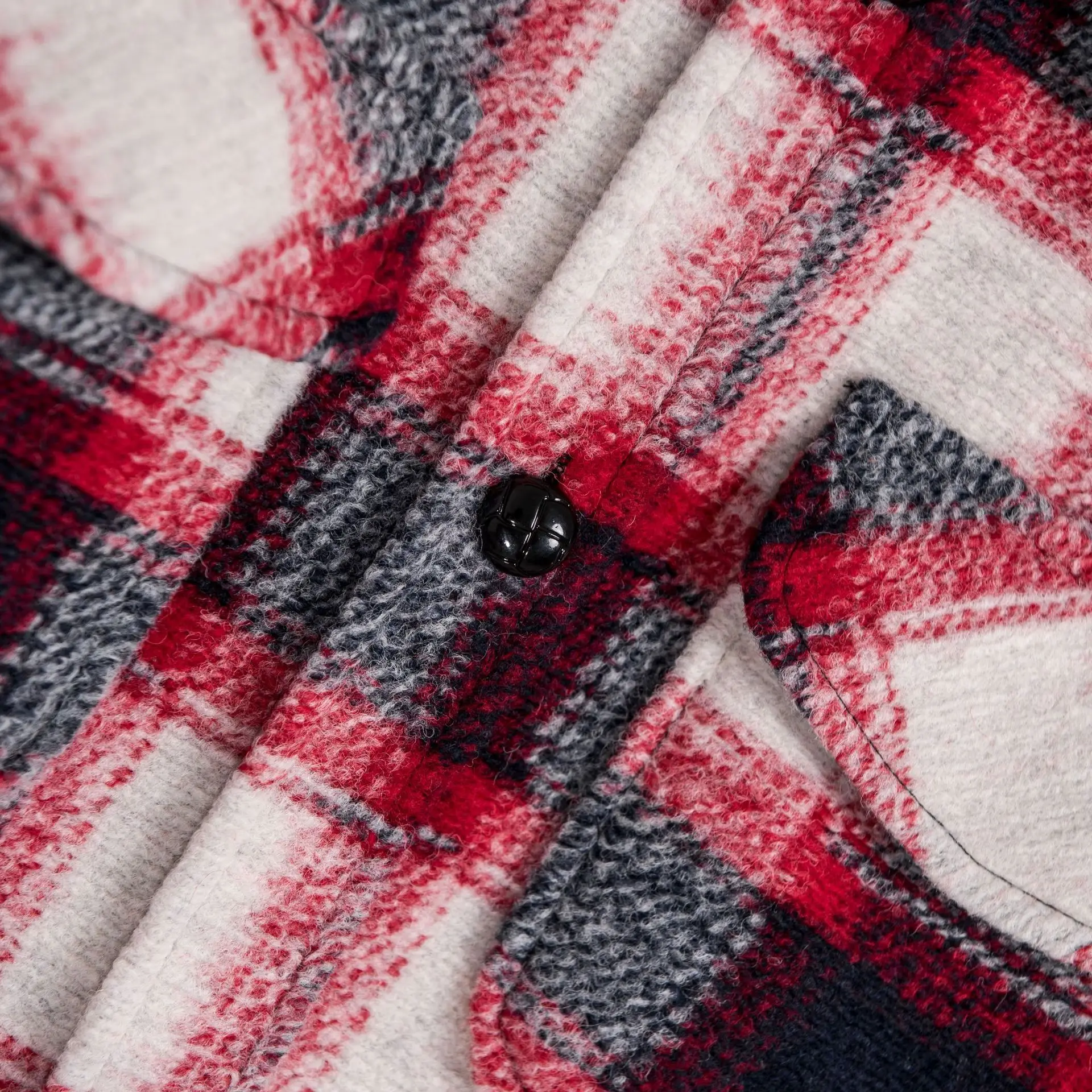 19 Autumn And Winter Loose-Fit Oversized Vintage Tweed Pattern Wool Coat Shirt Long Woolen Coat Women's