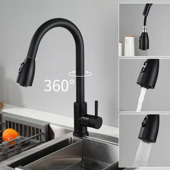 

Black Kitchen Faucet Rotation Black bathroom Faucet Rainfall &Columnar Faucet COLD and HOT Faucet