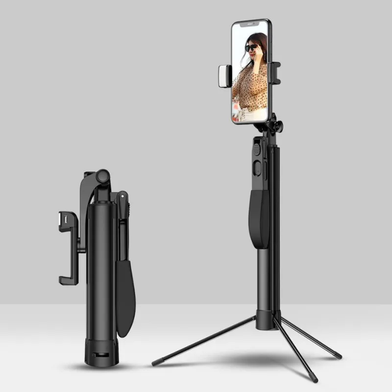 Portable Selfie Stick Phone Tripod Bluetooth Remote Control Video Stabilizer For iPhone Xiaomi Huawei Gimbal Vullen Licht Voor