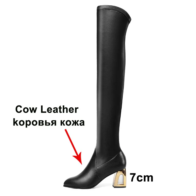 Meotina/зимние сапоги до бедра Женские Сапоги выше колена из натуральной кожи на