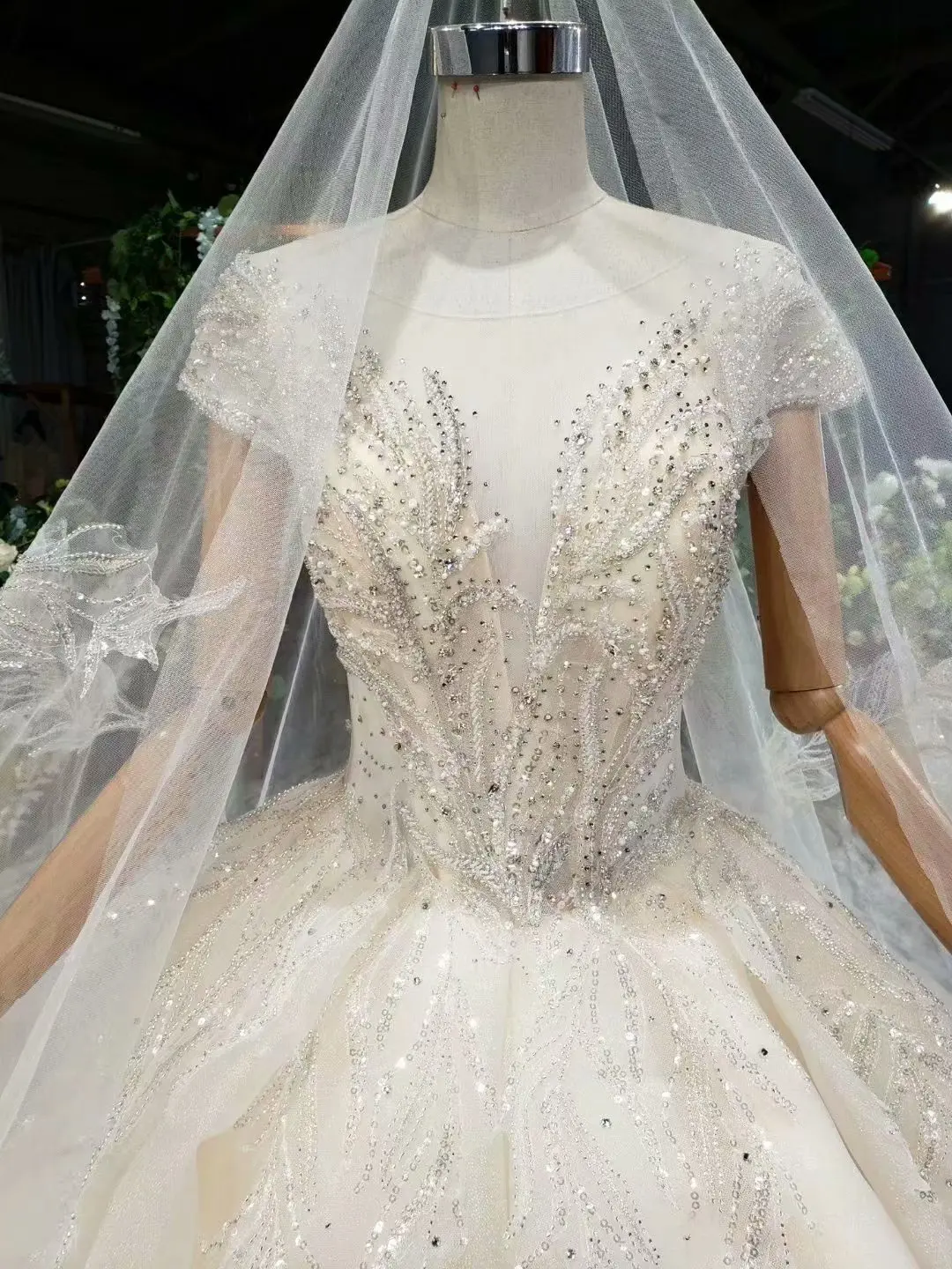 Vestidos De Novia Brautkleid бальное платье цвета слоновой кости, свадебное платье с круглым вырезом и рукавом со стразами, платья для невесты, Vestidos Novias Boda