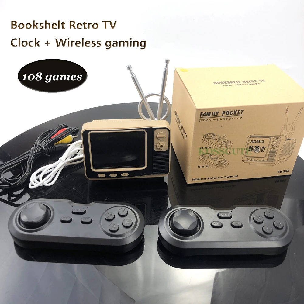 

Mini Retro TV Game Console Handheld Video Game Console Digital Watch Built-in 108 Different Games For NES AV Out GV300