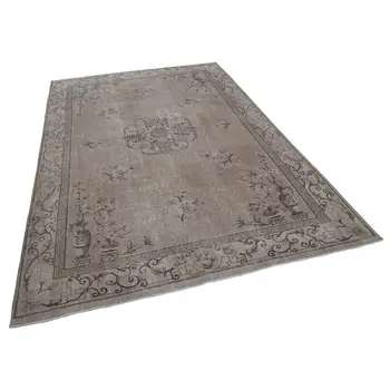 

206x310 Cm Beige Handmade English Vintage Area Rug-7x10 Ft