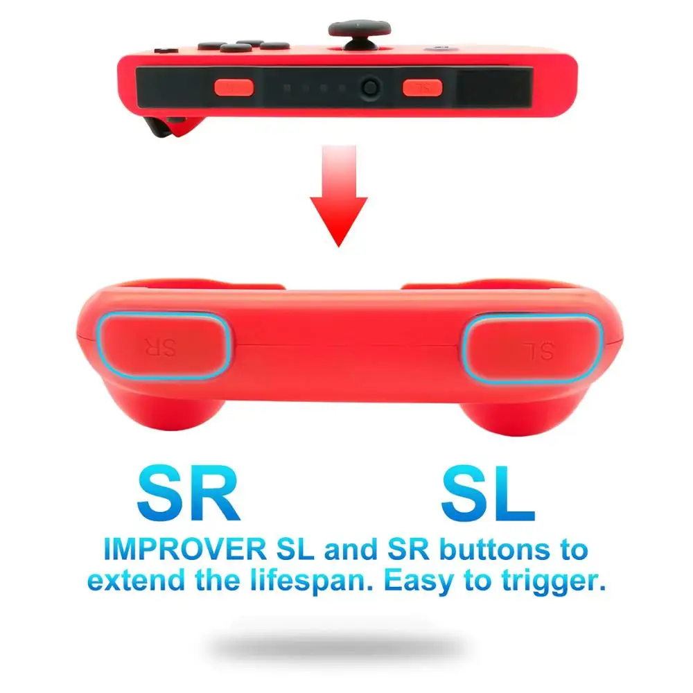 Рукоятки совместимы с переключателем shand Joy Cons с 6 колпачками для большого пальца, износостойкая ручка, 2 упаковки