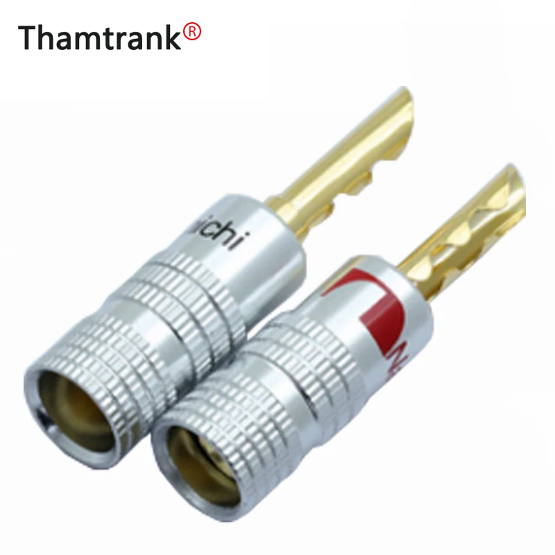 100pcs/lot 4MM Banana Plug 24K Gold Plated Copper Banana Connector Male Speaker Plug Wire Connector 50Pairs Red+Black