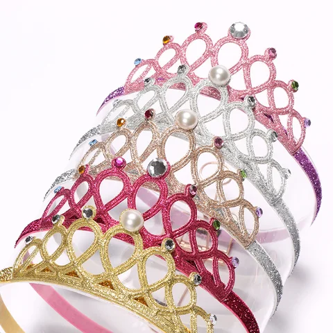 Rhinestones Princess Headband Elastic Hair Crown Tiara Accessories Hair Band Accessory Party Gift Hair Jewelr