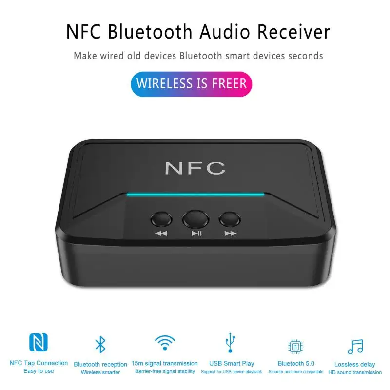 Беспроводной Bluetooth 5 0 ресивер RCA NFC 3 мм разъем Aux USB аудио адаптер 2RCA порт