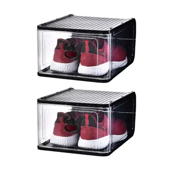 

4PCS Detachable Shoes Boxes Thicken Transparent Stackable Plastic Shoes Storage Container Dustproof Shoes Organizer for Home
