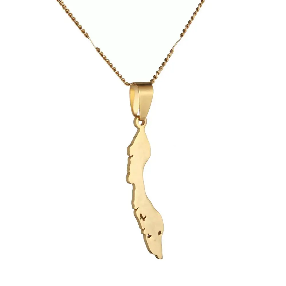 Stainless Steel Gold Color Curacao Islands Map Pendant Necklaces Trendy Maps Chain Jewelry | Украшения и аксессуары