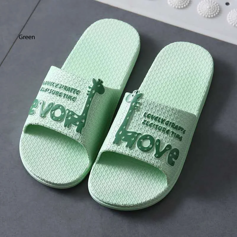 Cartoon love Summer Slippers Women Floor Family Shoes Flip Flops Home Floor Slippers Bathroom Bath Sandal Slippers Women Shoes