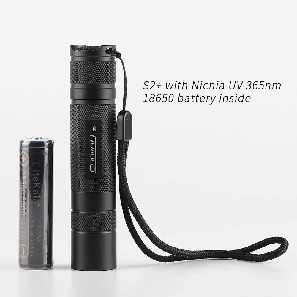 Convoy S2+ UV 365nm led flashlight Fluorescent agent detection UVA 18650 Ultraviolet flashlight 18650 battery led flashlight mini flashlight led flashlights uv flashlight mini led flashlight led torch light