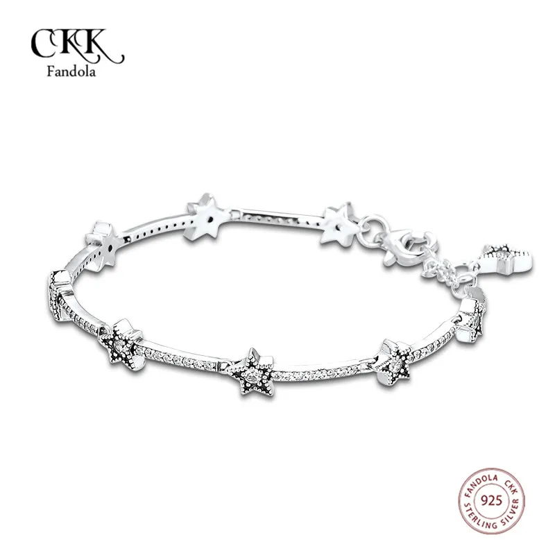 

Celestial Stars Bracelet Argent 925 Sterling Silver Link Chain Bracelets for Women Fashion Jewelry Pulseira Feminina