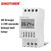 DIN Rail Digital 40 Groups School or Factory Automatic Bell Timer Controller 1~99 Seconds Interval Auto Ring Time Switch AC 220V 1