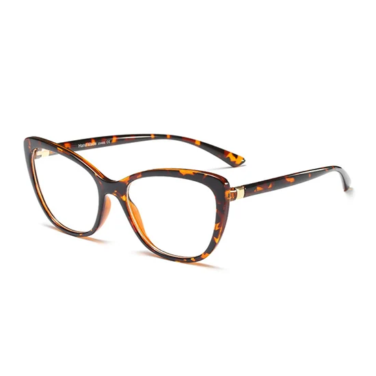 SHAUNA Woman Cat Eye Myopia Frames Retro Double Colors Eyeglasses Frame UV400 - Frame Color: Leopard