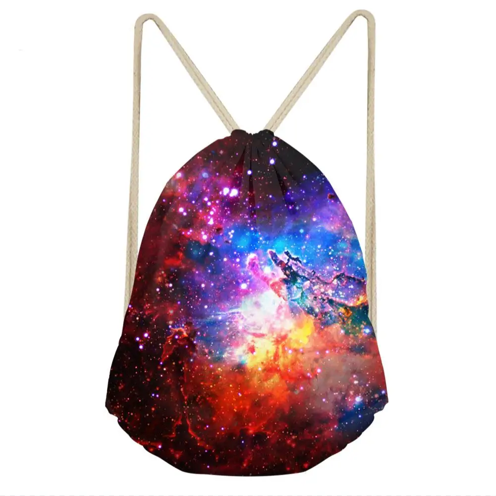 

Galaxy Drawstring Bags Blue Night Printed Daily Back Packs Shoulder Travel Backpacks for Women Men