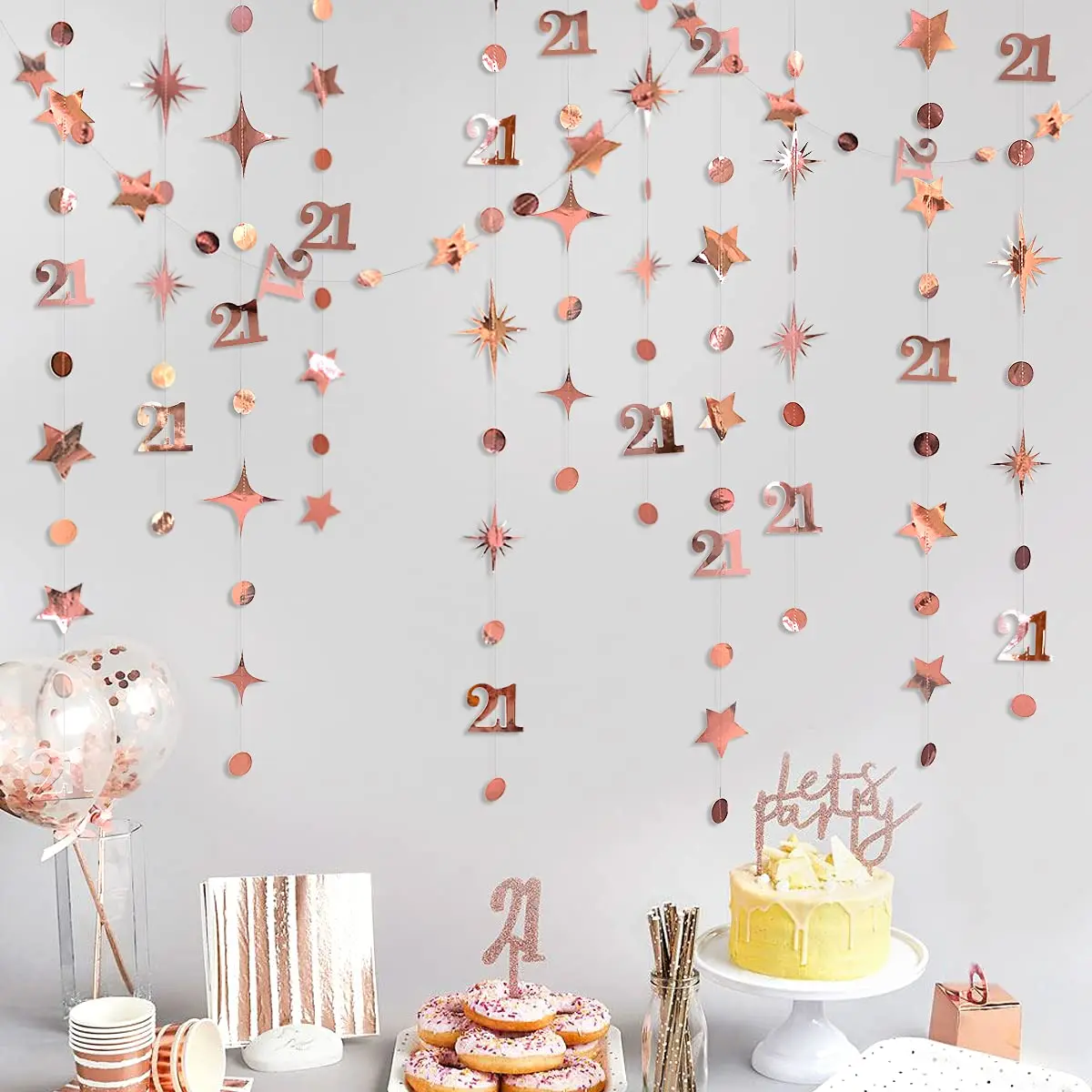Rose Gold Birthday Celebration Hanging Streamer Decorations