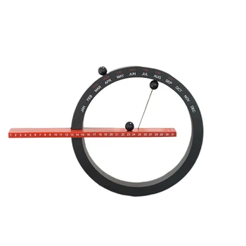 

Home Decor Perpetual Calendar Desktop Adornment Desktop Ball Calendar Manual Calendar Home Decoration Accessories(Black-Red)