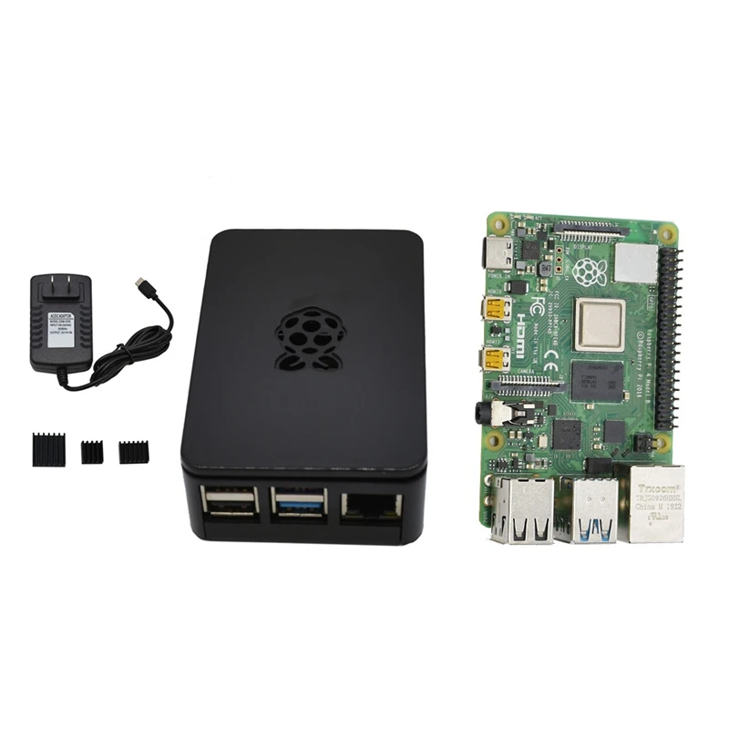 Для Raspberry Pi 4B ABS черный чехол 2G ram DIY Kit с радиатором 5V 3A адаптер питания для Raspberry PI 4 Модель B