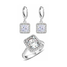 Yunkingdom Свадебные Ювелирные наборы для женщин классические квадратные Свадебные обручальные серьги кольца наборы опт LPG13