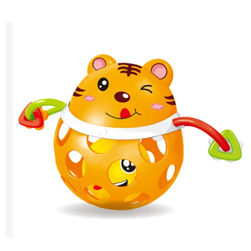 0-12 месяцев детская погремушка игрушка интеллект захватывающие десны пластиковые животные музыка рукопожатие игрушка Ранний Образовательный подарок для новорожденных - Цвет: Tiger